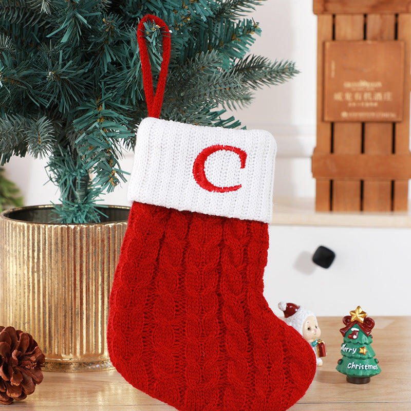 Christmas Stockings Decorative Wool Knitted Socks - Creative Tree Pendant