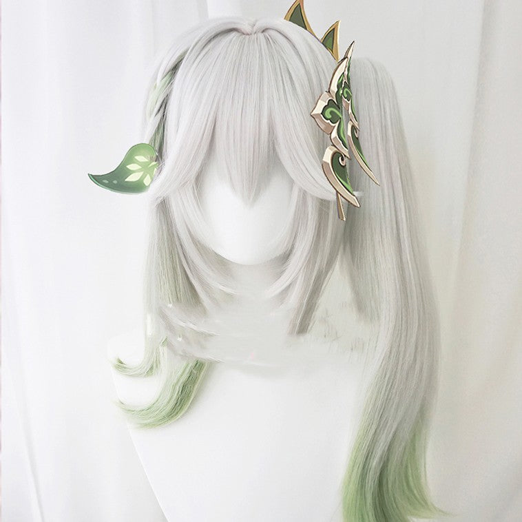 Green Gradient Simulation Cosplay Wig - Single Ponytail