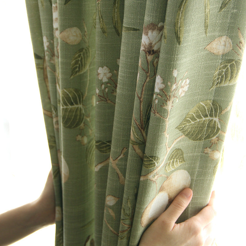 Rustic Country Style Window Curtains - Light-Blocking Cotton Linen Drapes