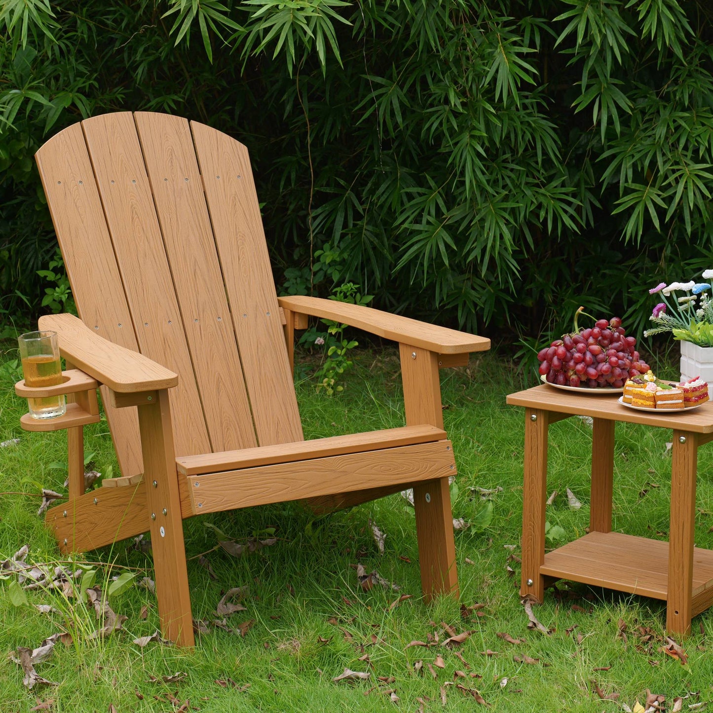 Outdoor Lounge Chair With Cup Holder For Patio Relaxation & Garden