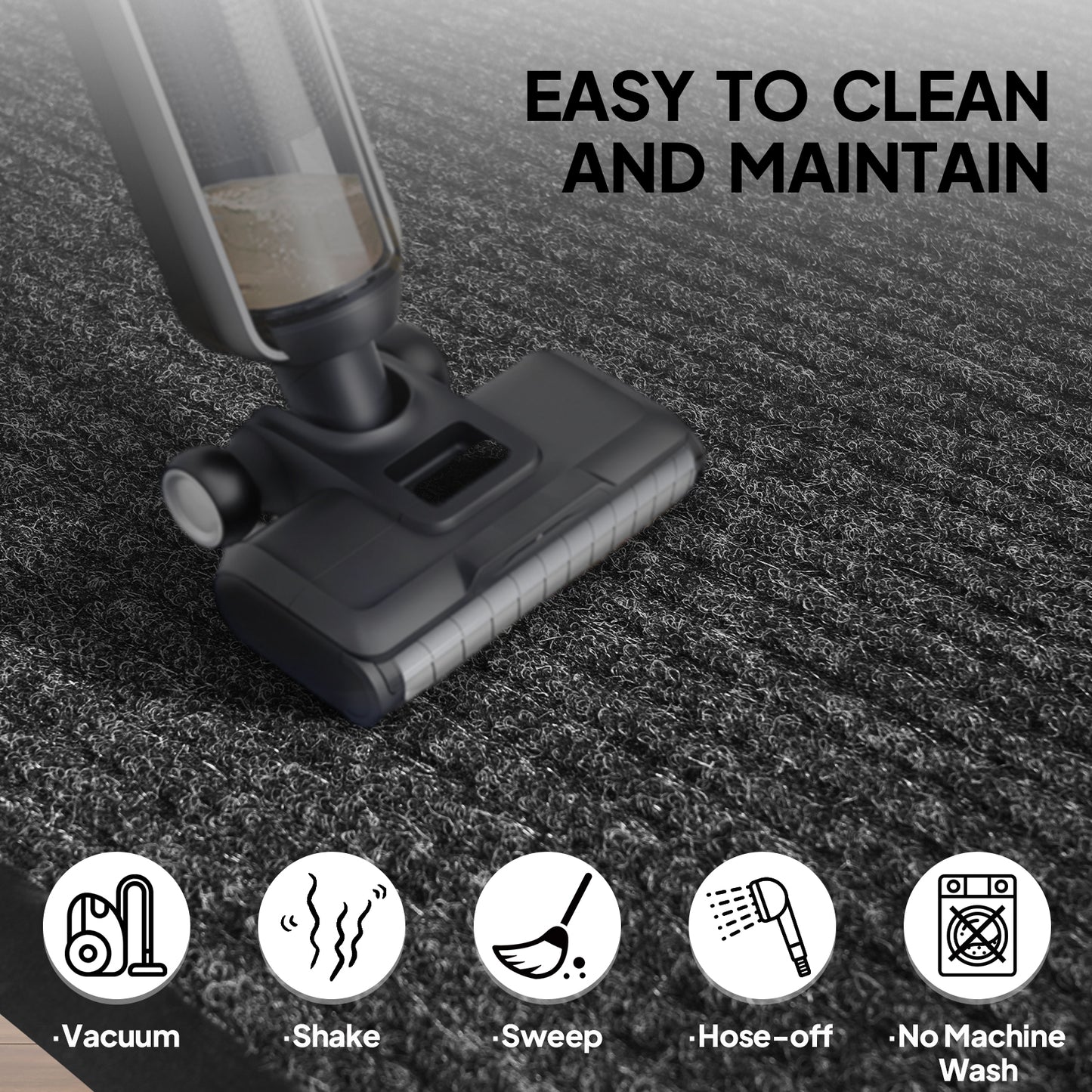 Heavy-Duty Dark Gray PVC Composite Entrance Mat - 90x120cm