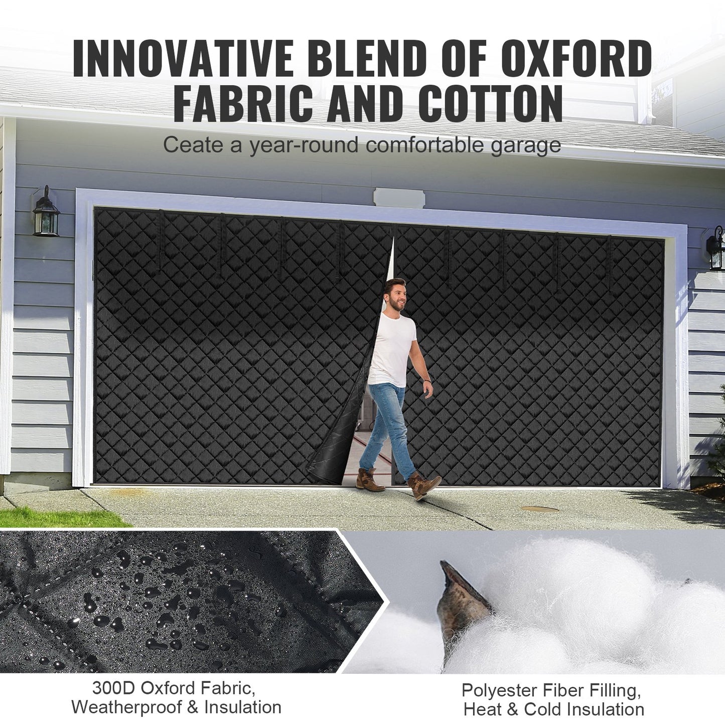 Garage Door Insulation Kit 18.3 x 7.15 ft Thermal Insulated Curtain for Winter