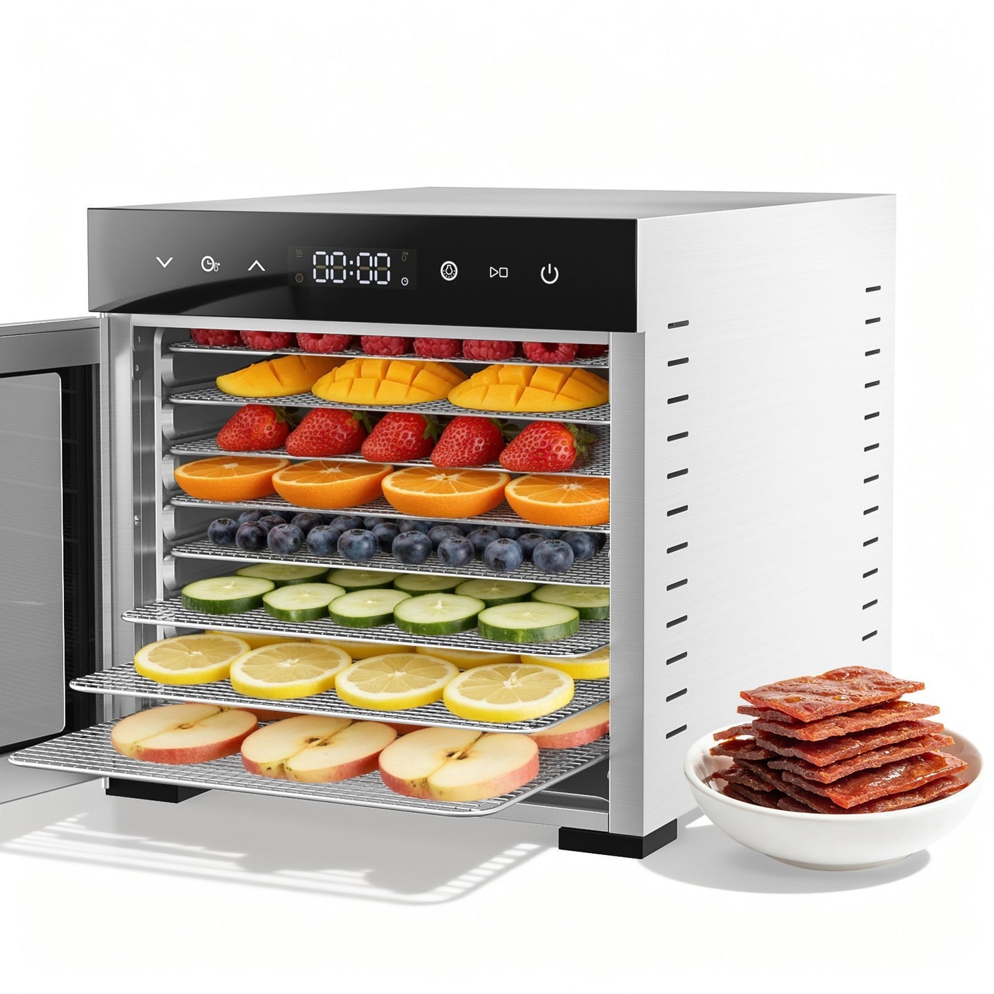600W Food Dehydrator with 6.5 Sq Ft Drying Space - Adjustable Temperature