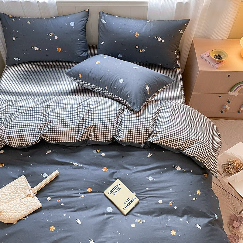 Printed Cartoon Girl Cotton Bed Quilt Cover Set - Multiple Sizes & Styles