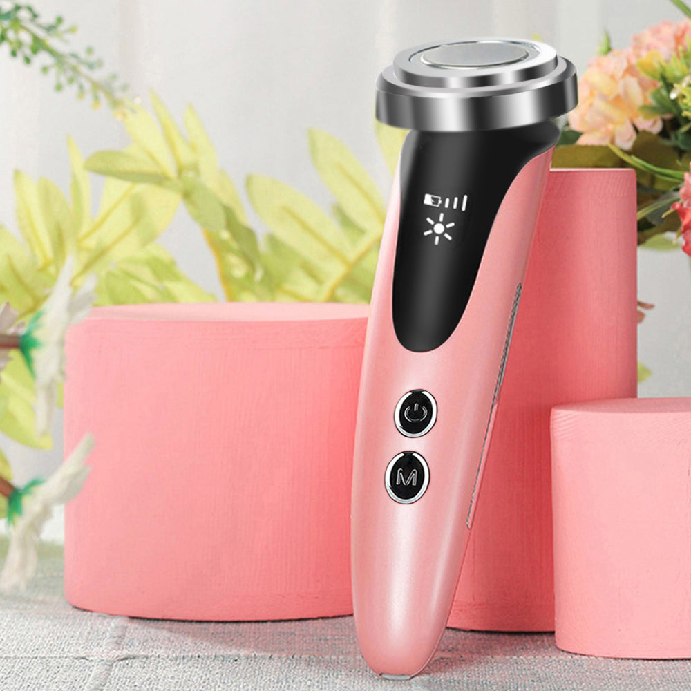 Color Light Therapy Face & Eye Beauty Device Pink - Ultrasonic Infrared Negative Ions