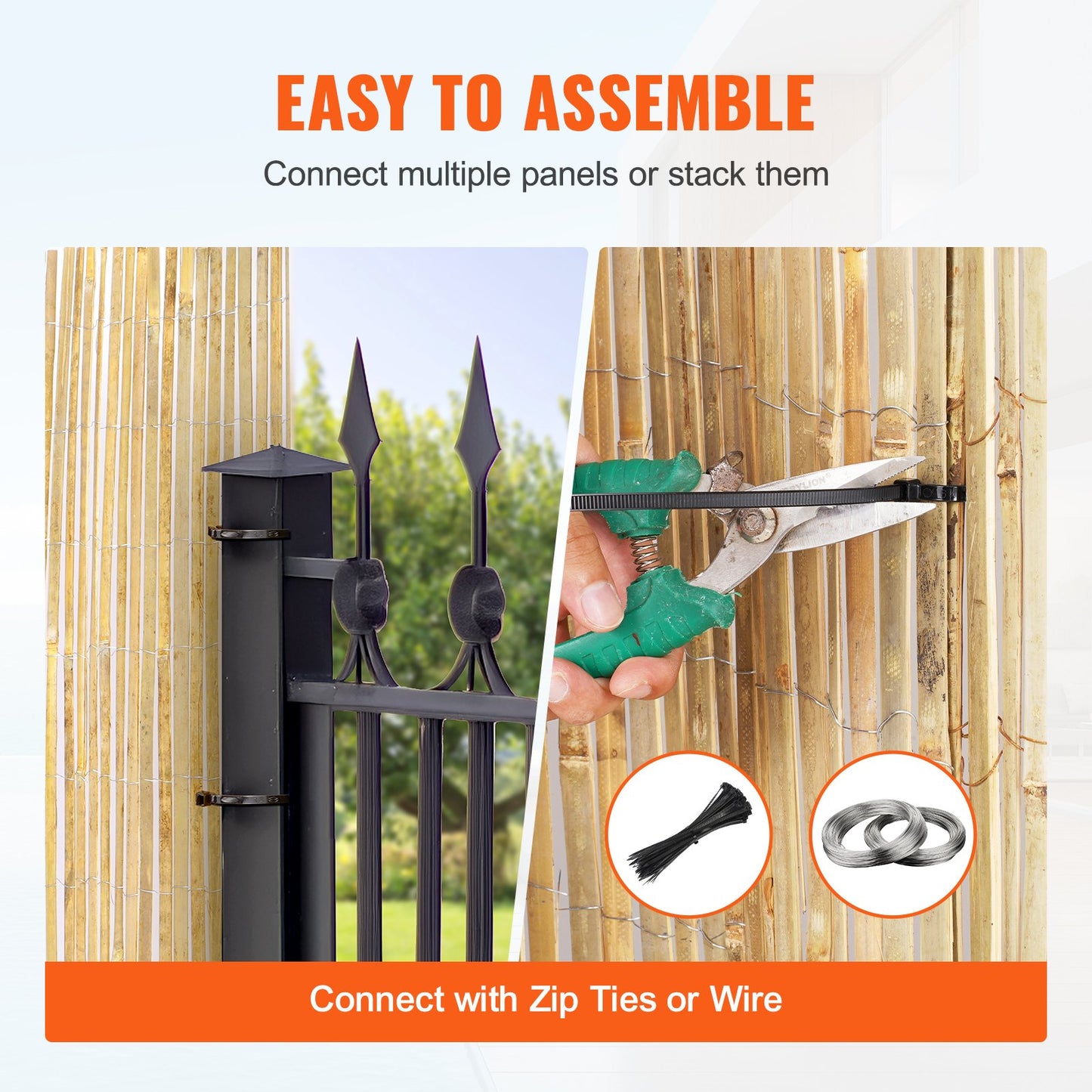 Natural Bamboo Privacy Fence Screen 6 Ft H x 16 Ft L Garden Barrier