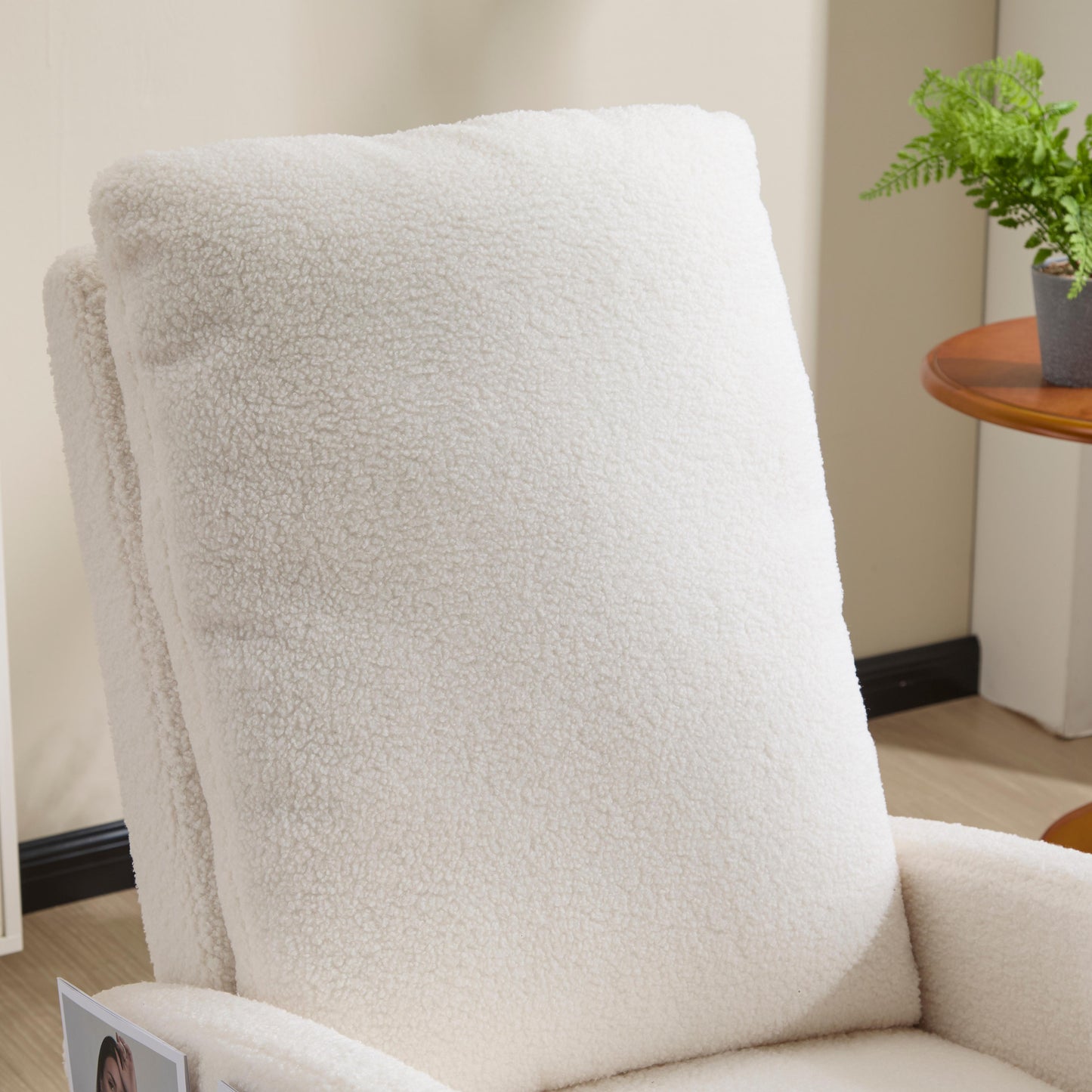 Upholstered Rocking Chair with Solid Wood Legs - White