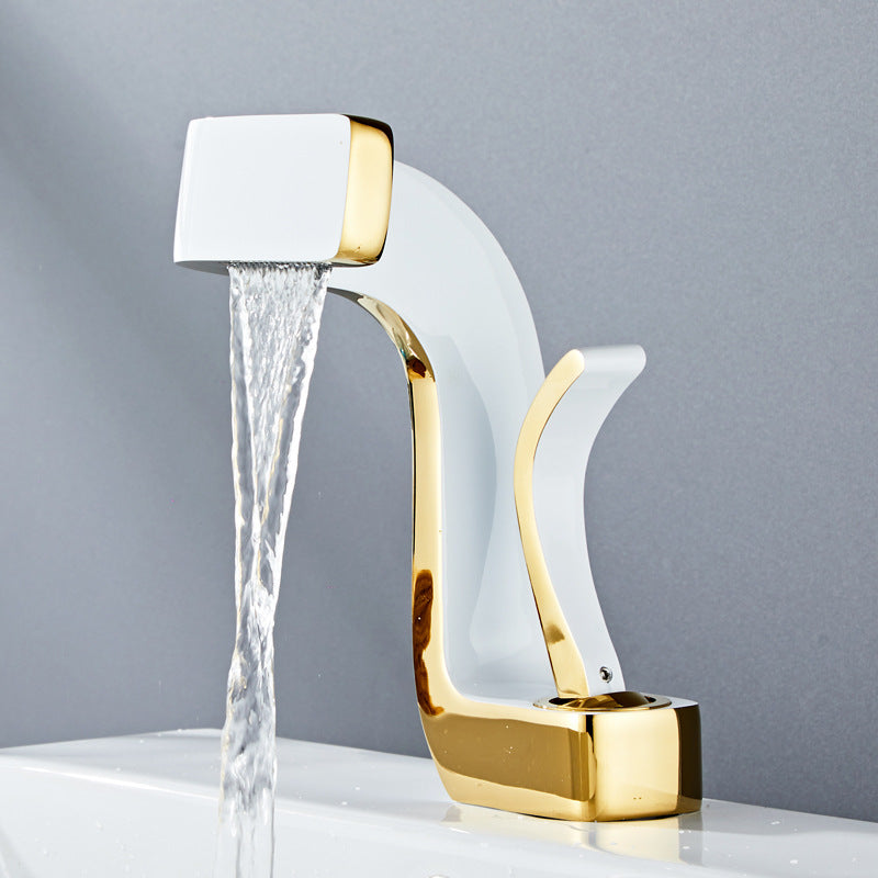 Bathroom Sink Faucet - Single Handle Copper Mixer Tap with Gold or Silver Finish