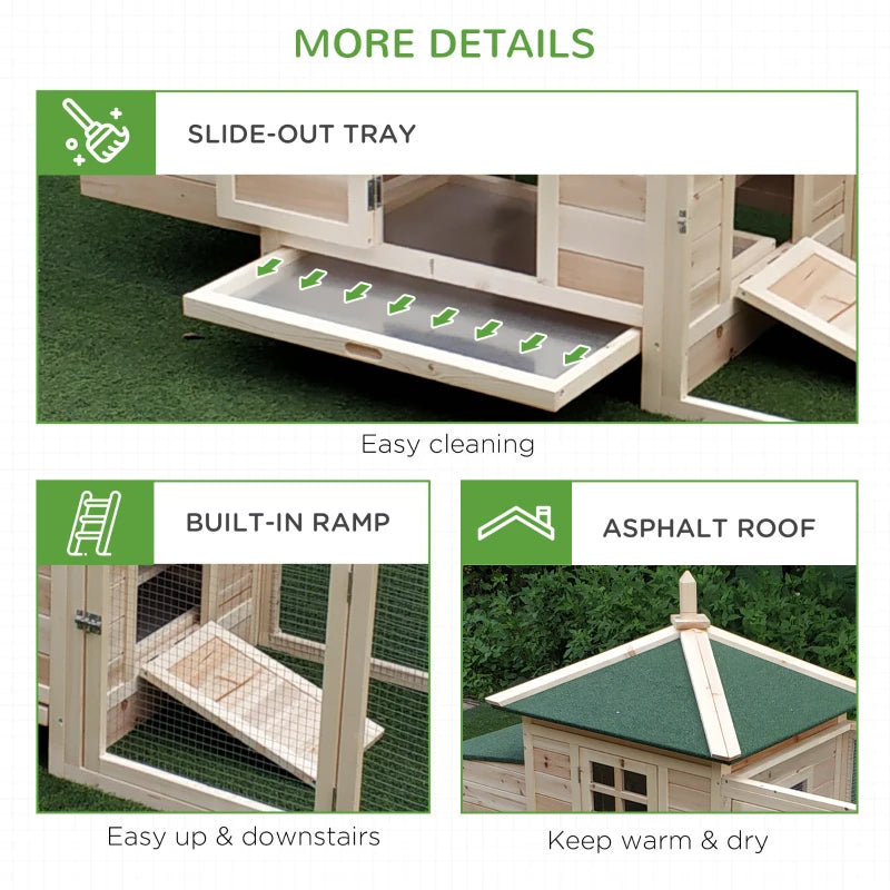 Wooden Chicken Coop with Nesting Box Outdoor Hen House with Ramp & Tray