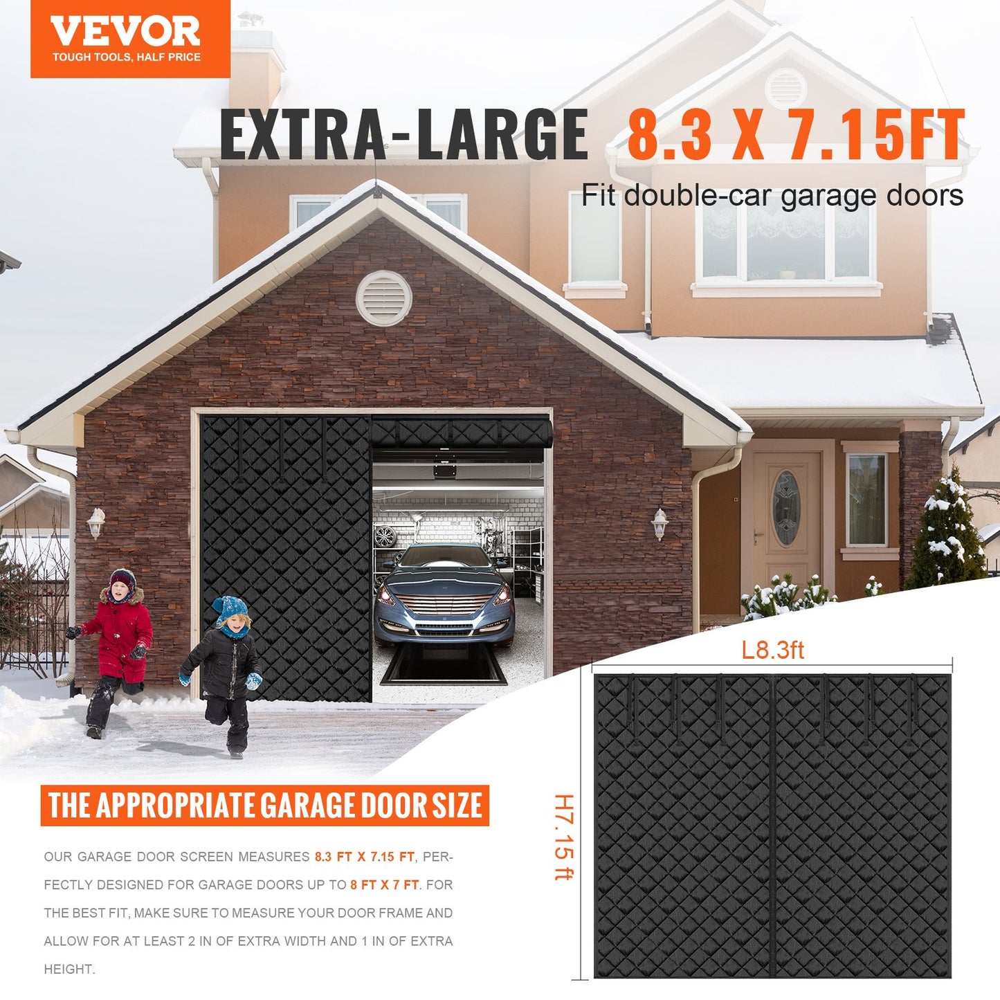 Garage Door Insulation Kit 8.3 x 7.15 ft Thermal Insulated Garage Screen