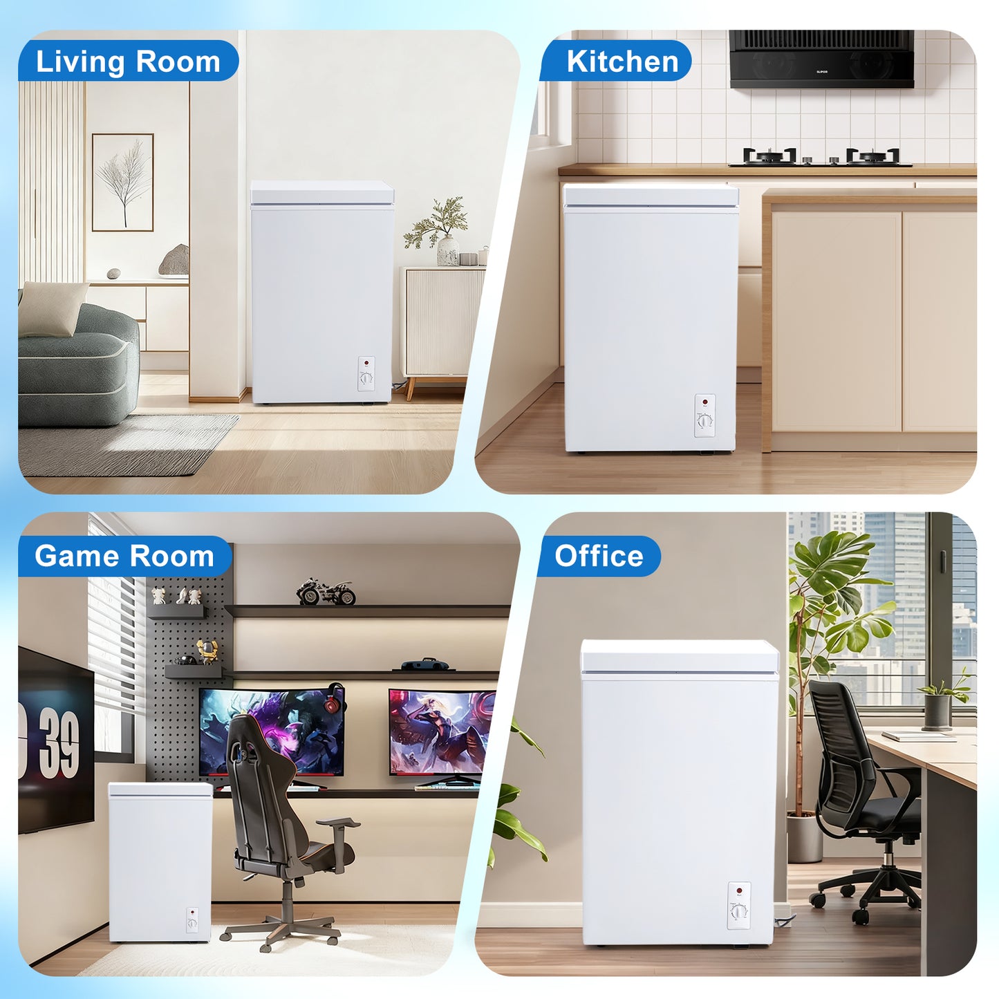 3.5 Cu.Ft Small Chest Freezer Compact Deep With 7-Level Temperature