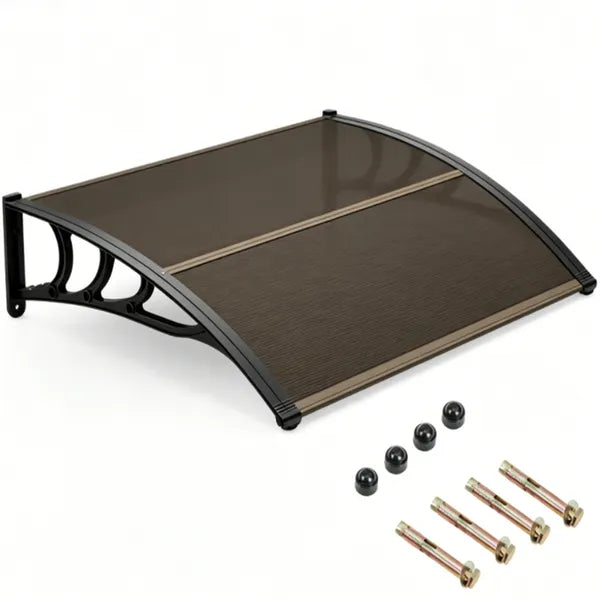 39"x30" Waterproof Polycarbonate Window Door Awning - Brown