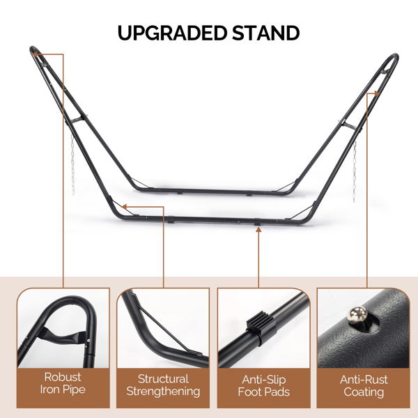Heavy Duty Adjustable Hammock Set with Stand - Gray