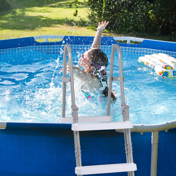 52-Inch Pool Ladder with 4 Steps, Iron Grey Frame and White Safety Steps