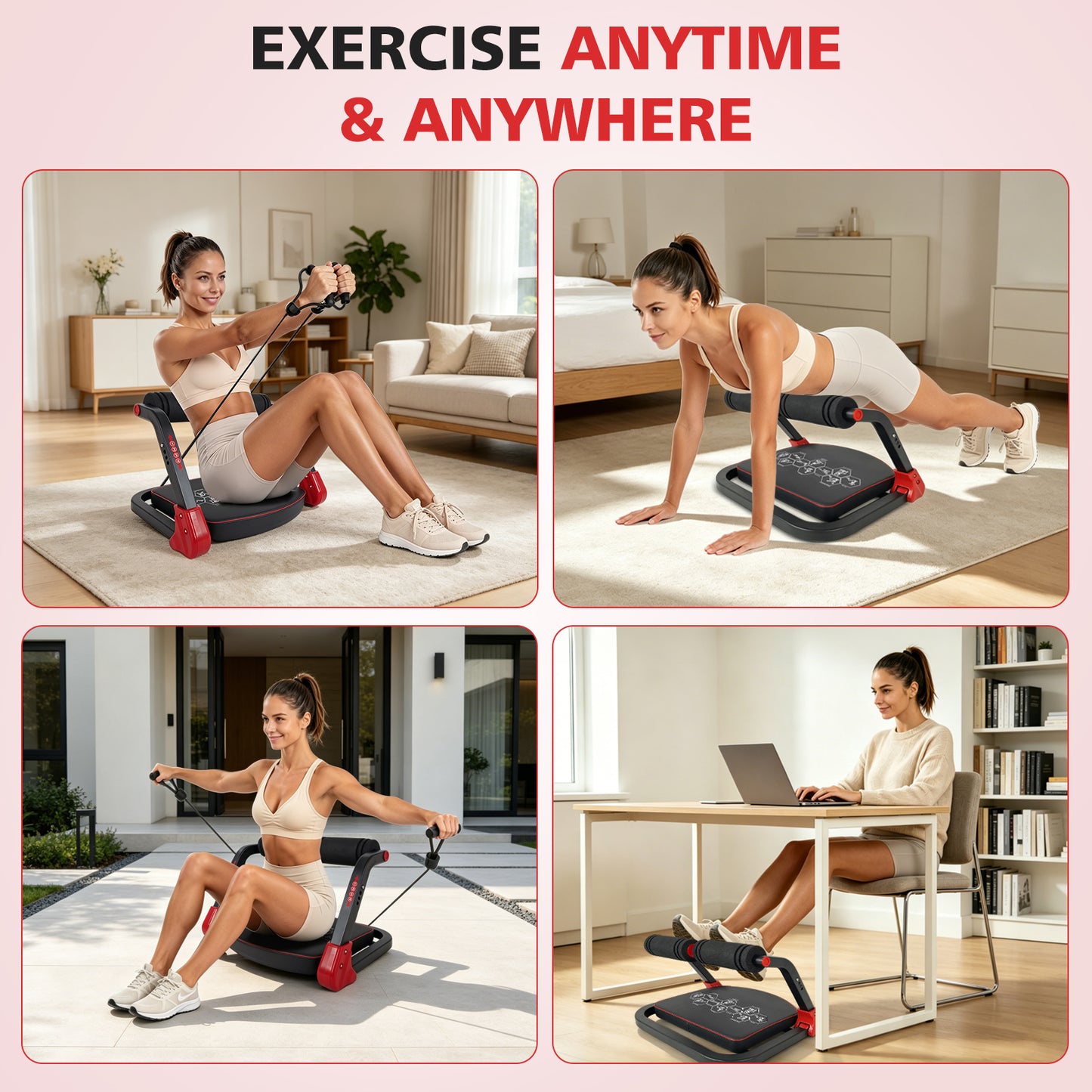 Ab Core Trainer with Resistance Bands - Home Gym Equipment