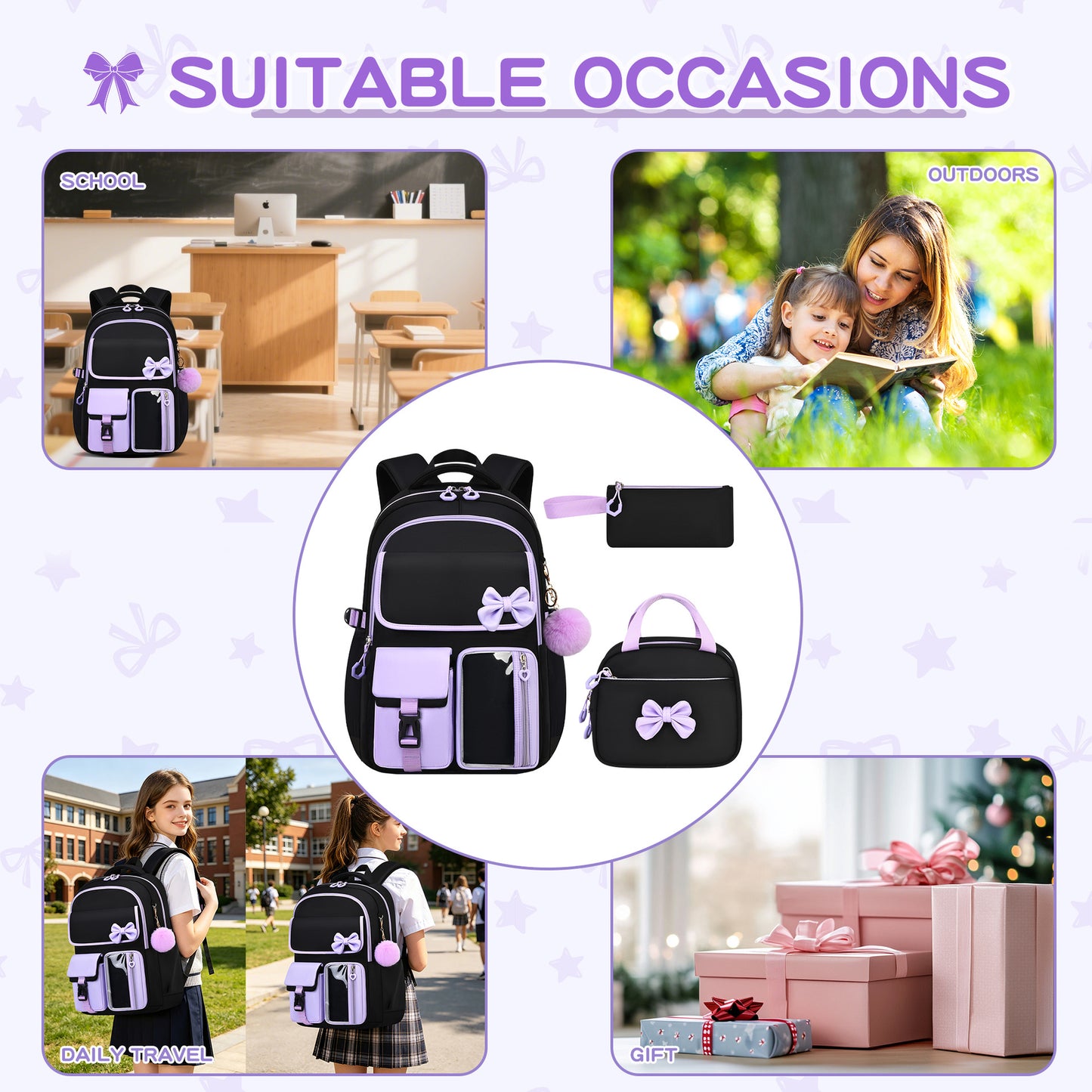 Urban Minimalist Waterproof Backpack Set for School and Travel