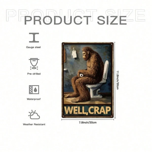 Funny Sasquatch Metal Tin Sign - Retro Wall Art 8x12in