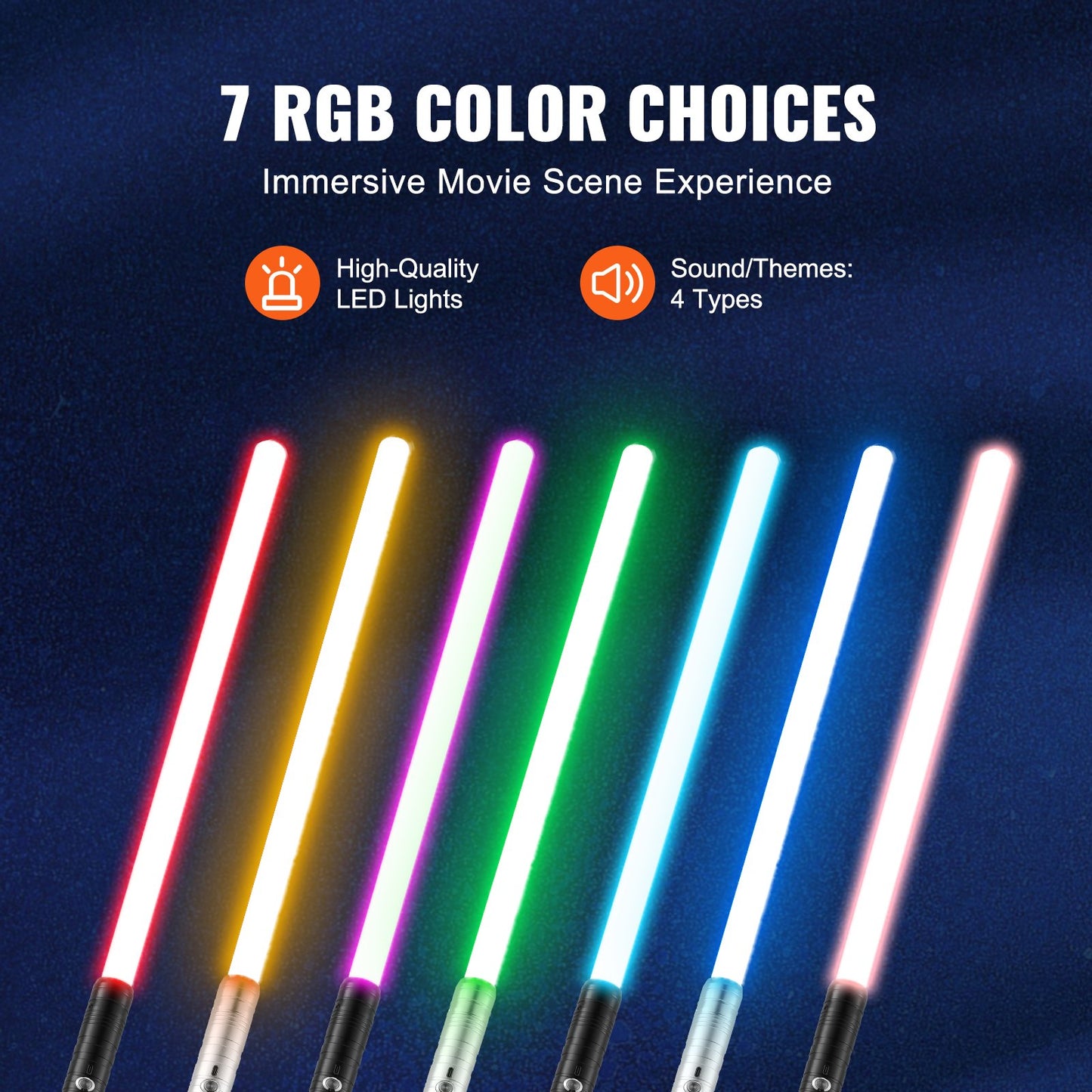 2 Pack Rechargeable LED Light Swords with RGB Colors for Kids & Parties
