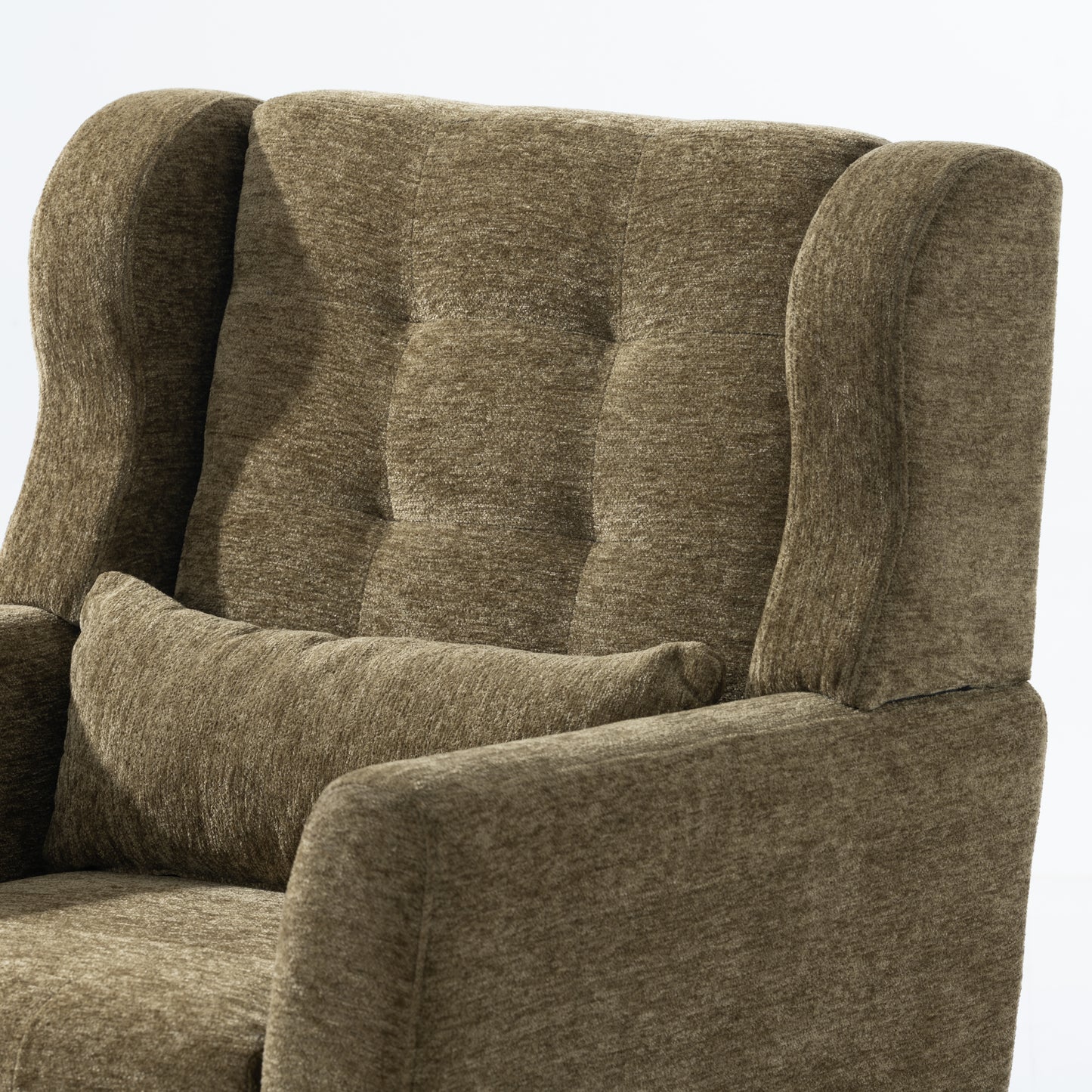 Modern Accent Chair - Soft Chenille Upholstered Armchair in Olive Green