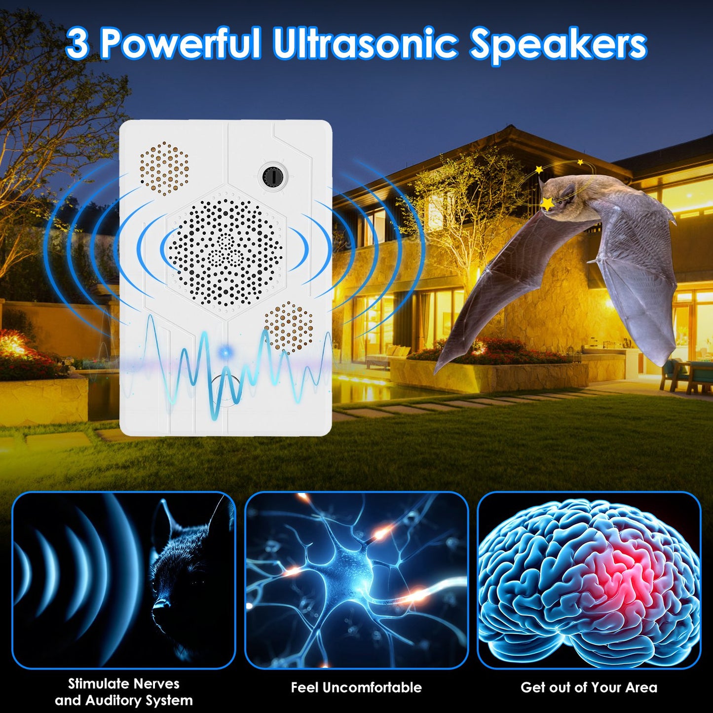 Rechargeable Ultrasonic Bat Repellent Device - 2 Pack