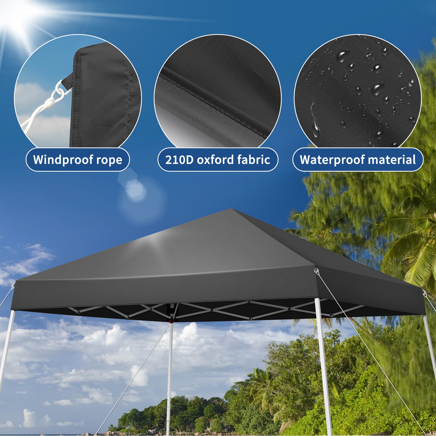 Portable Dark Gray Folding Canopy Gazebo - UV Resistant & Waterproof