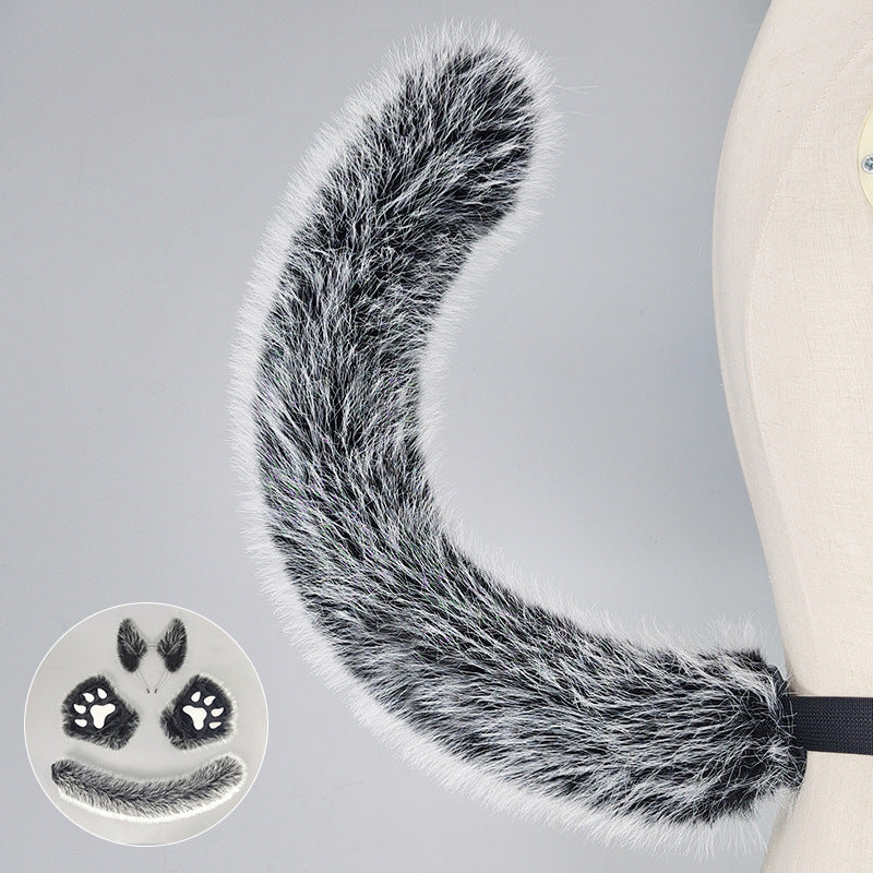 Halloween Werewolf Mascot Costume Props with Plush Ear Headband and Tail