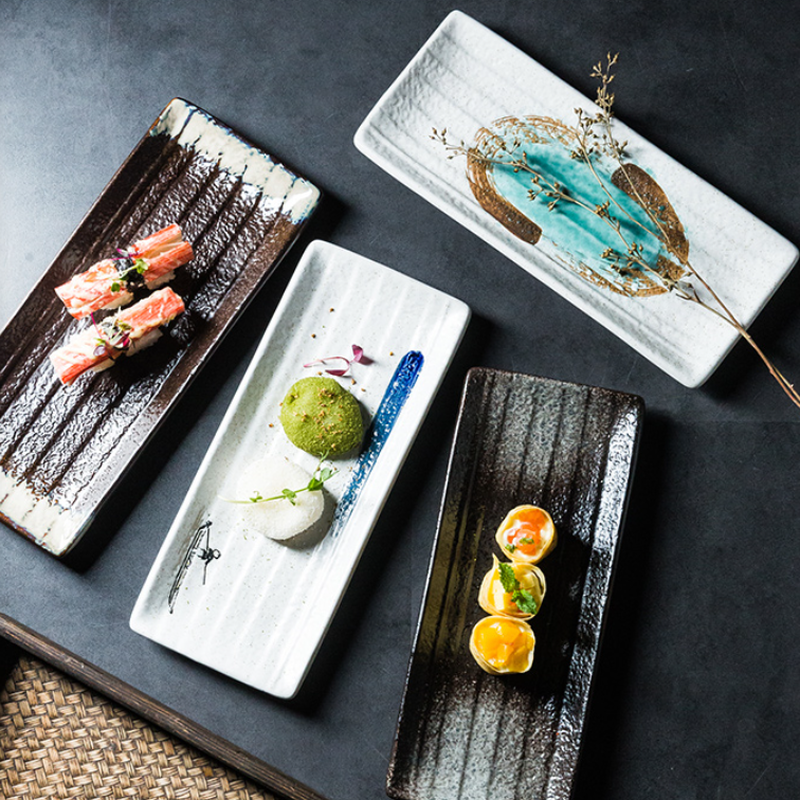 Japanese Ceramic Rectangular Plate 10-Inch Home Kitchen Dinnerware