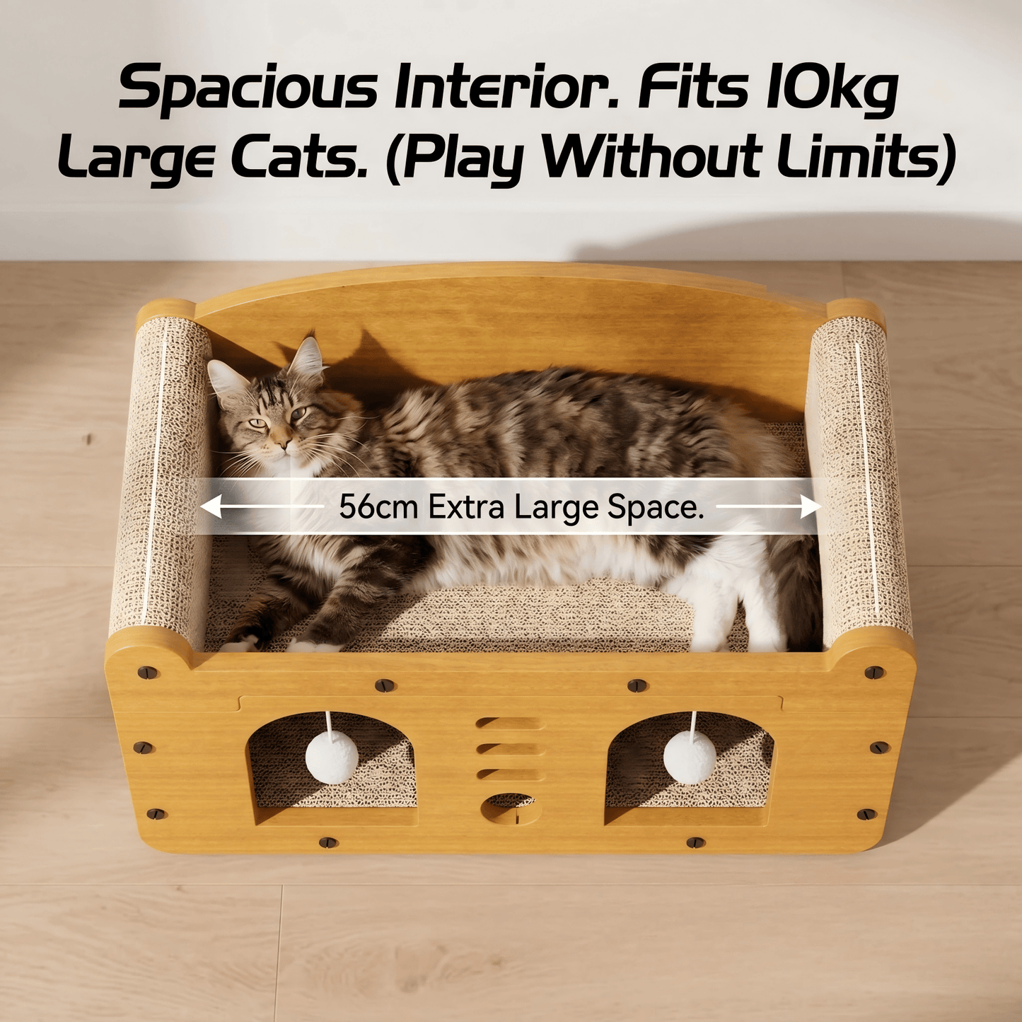 Multi-Style Double-Layer Cat House & Bed with Corrugated Cardboard, Interactive Toys & Ergonomic Support