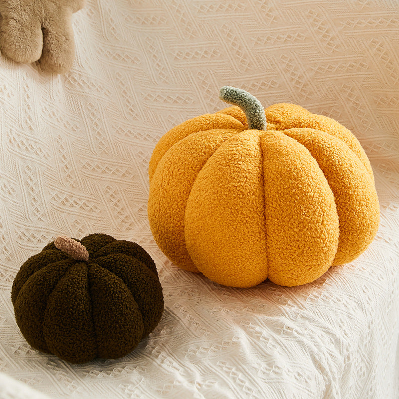 Cute Nordic Pumpkin Plush Pillow - Knitted Yarn Round Cushion for Home Decor