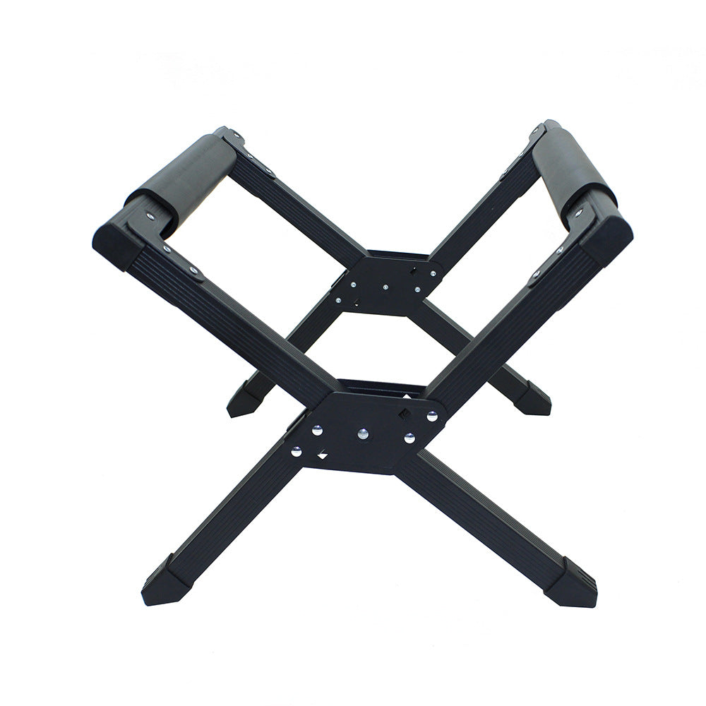 Foldable Ice Bucket Rack for Outdoor Use - Aluminum Alloy Storage Shelf Black