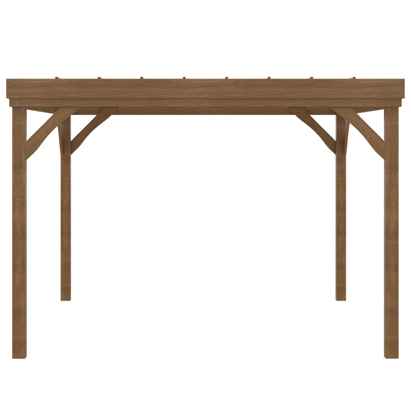 Outdoor Wooden Pergola 10x12 ft Grape Vine Gazebo with Concrete Anchors - Brown