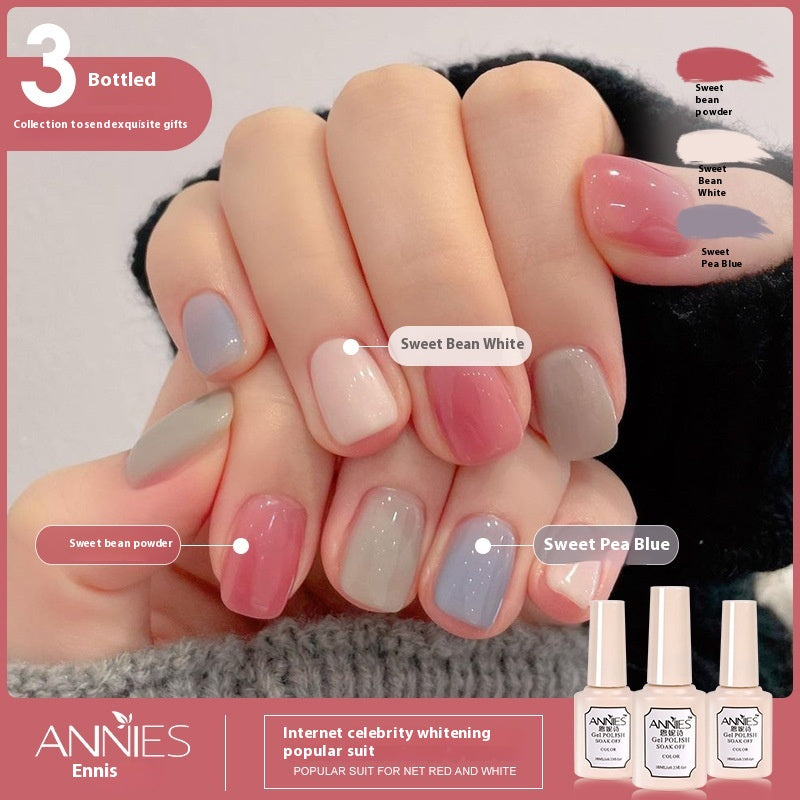 Three-Color Gel Nail Polish Set for Manicure - Nude, Purple, Orange