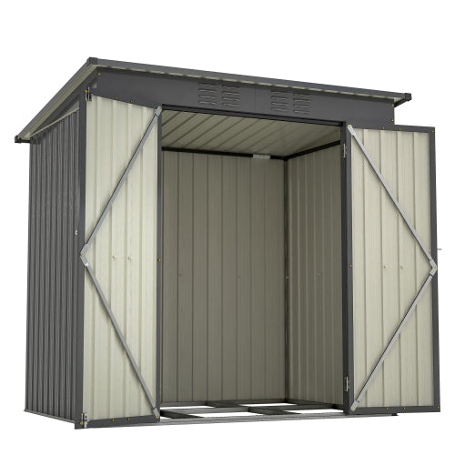 6 Ft x 4 Ft Outdoor Metal Storage Shed with Double Doors and Padlock