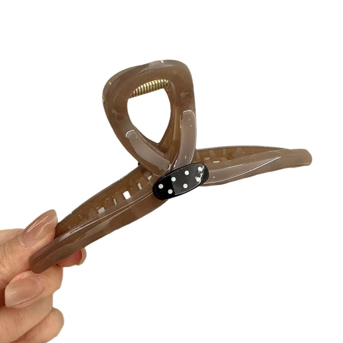 Large Female Hairpin with Cross Design - Black Paster