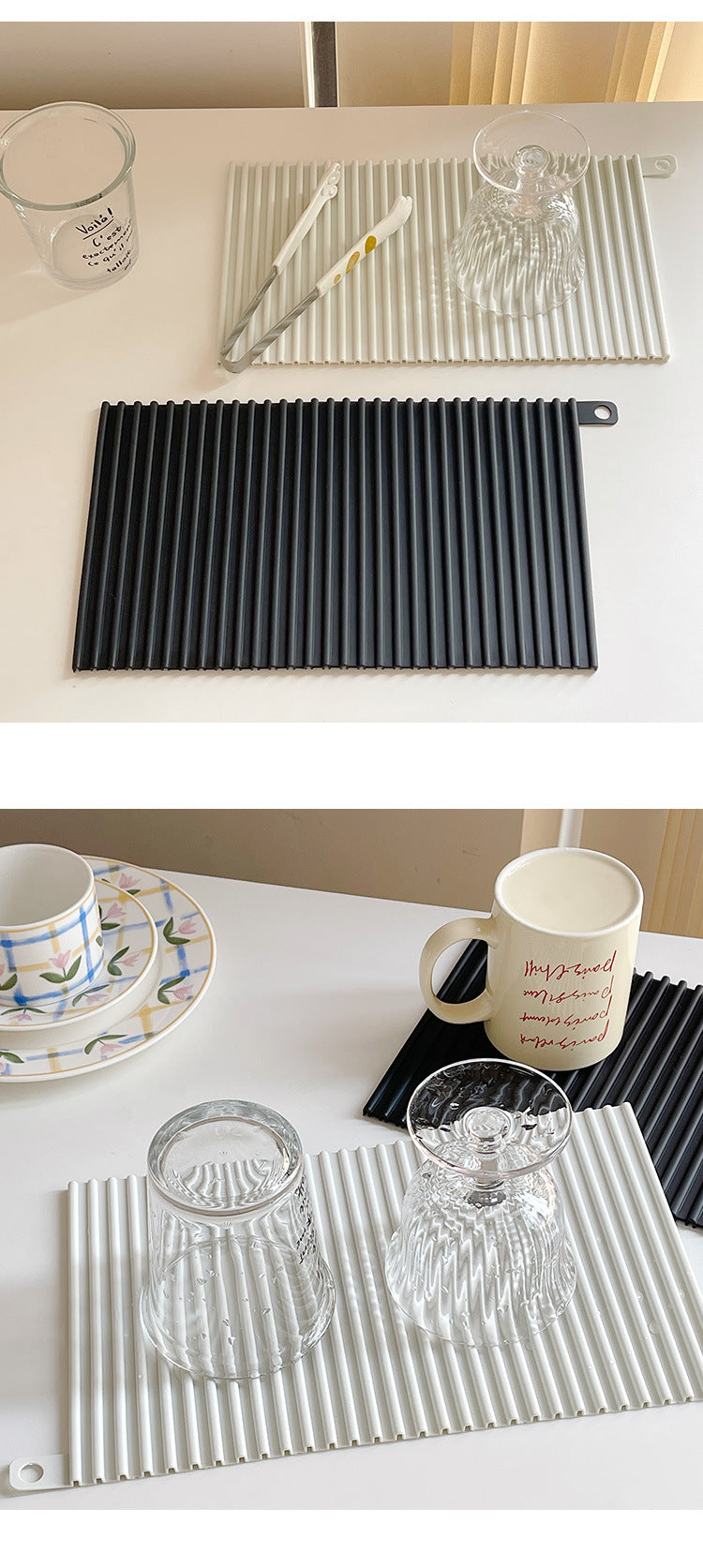 Silicone Draining Pad Heat Insulation Non-Slip Cushion for Dinnerware