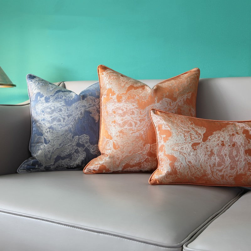 Blue Gray Jacquard Cushion Cover - Modern Home Decor 45x45cm, 50x50cm