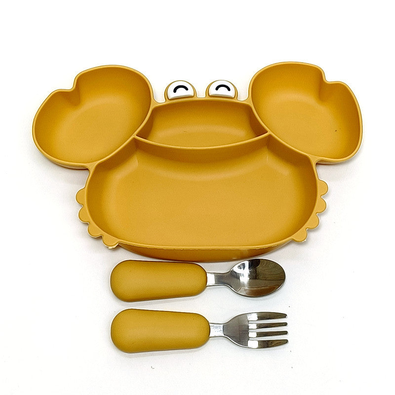 All-in-One Baby Feeding Tray with Compartments Silicone Dinnerware Set