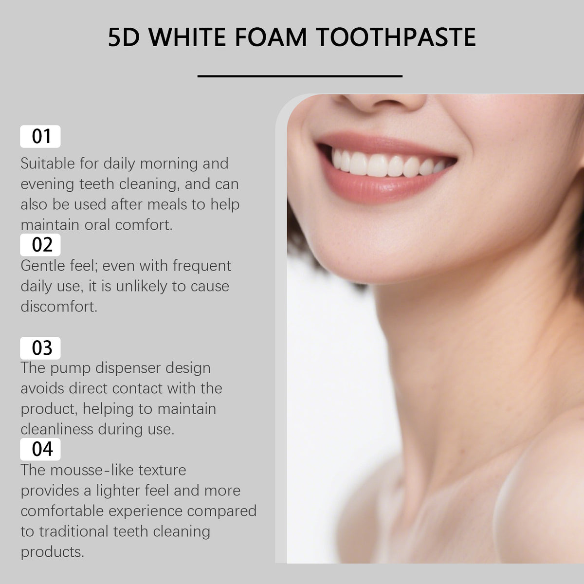 Brightening Foam Toothpaste 60ML - Gentle Whitening & Fresh Breath