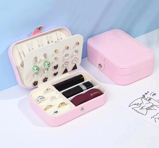 Double Snap Jewelry Box with Blue PU Leather - Jewelry Storage Organizer