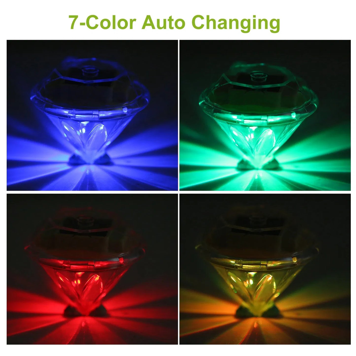 4 Pack Solar Garden Lights Outdoor LED Pathway Stake with 7-Color Changing Waterproof Lamp