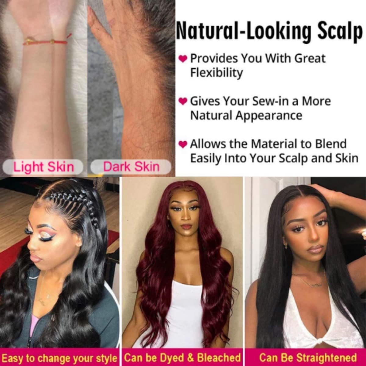 Body Wave Human Hair Lace Closure Wig - 200% Density Natural Color