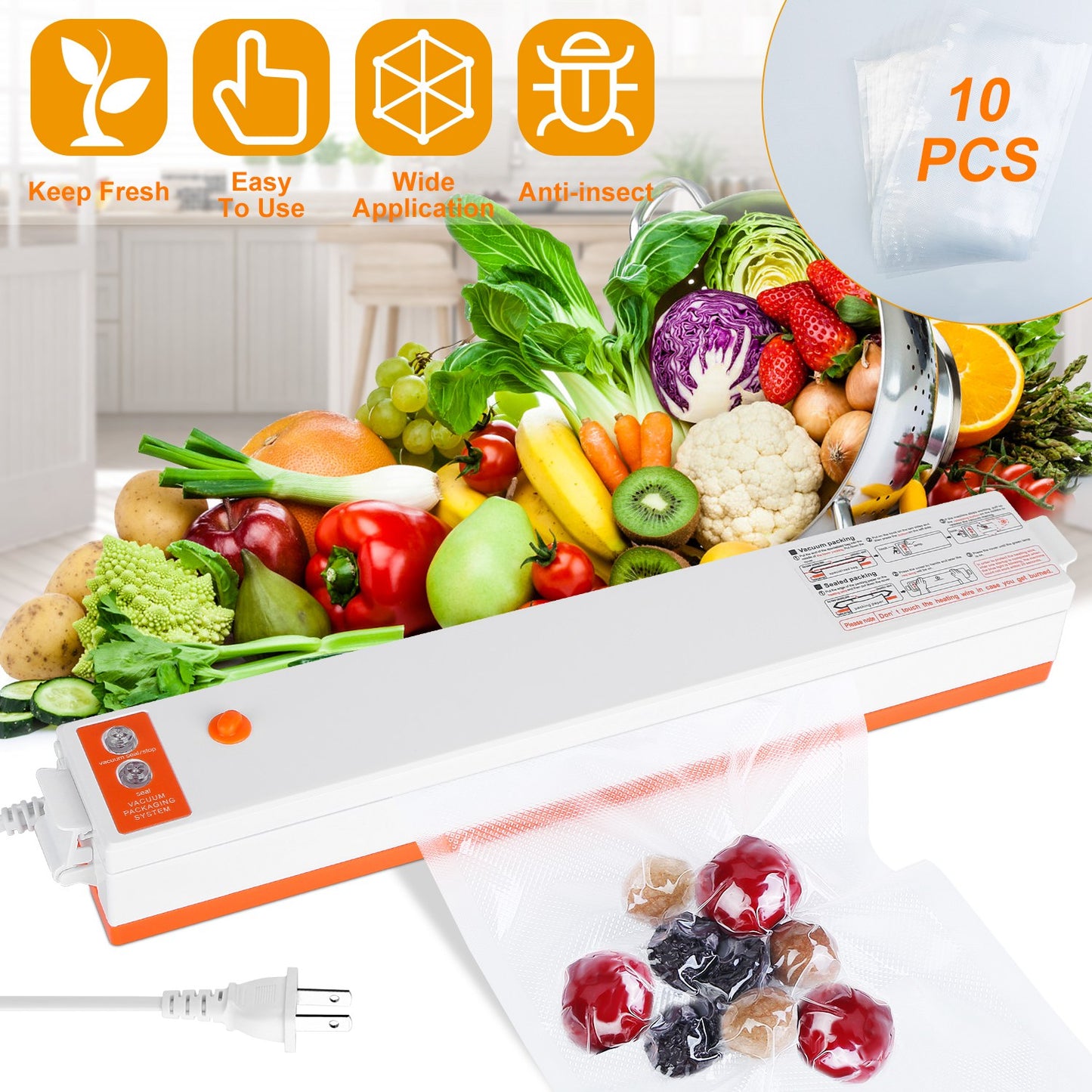Electric Vacuum Sealer Machine - Compact Food Sealing System
