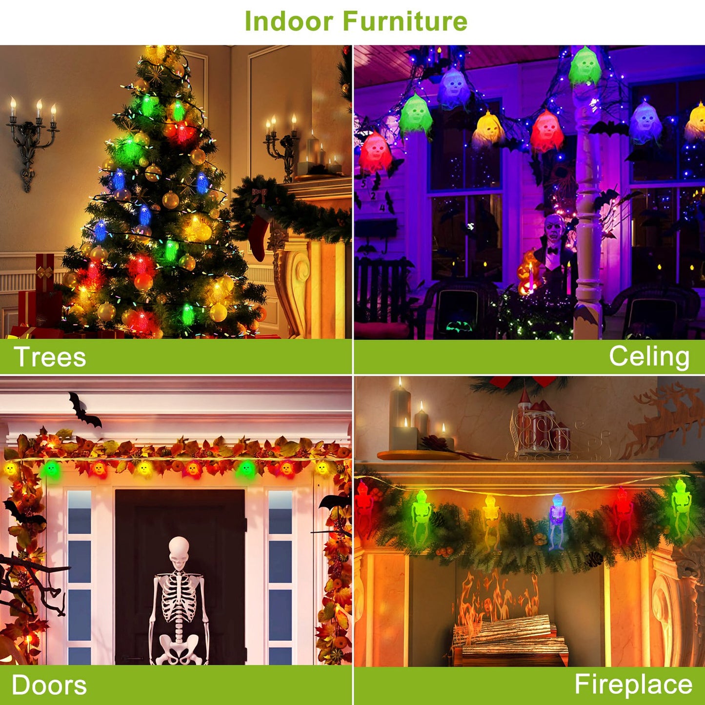 Halloween String Lights Set - 3 Styles, 50 LEDs, 24ft