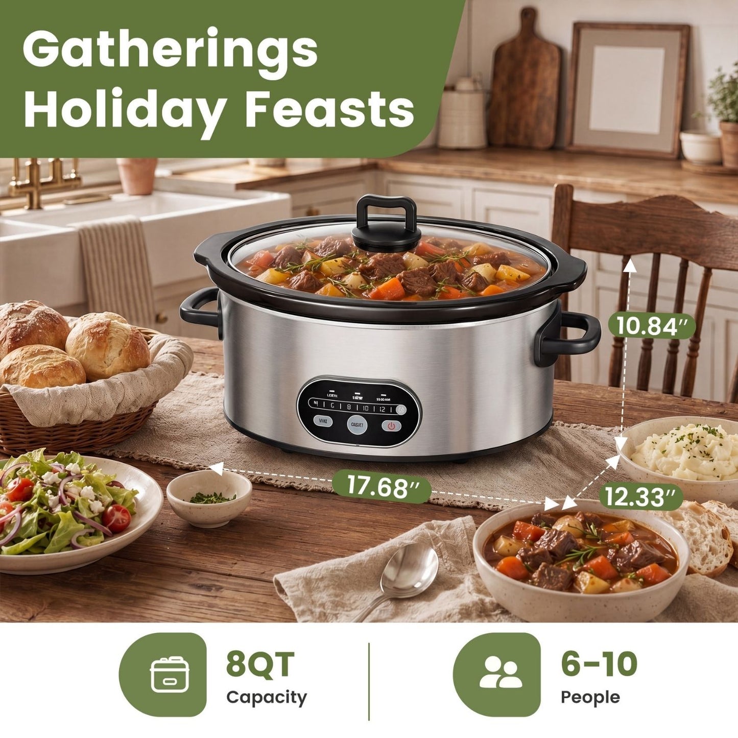 6QT & 8QT Manual Slow Cooker - Hassle-Free Home Cooking