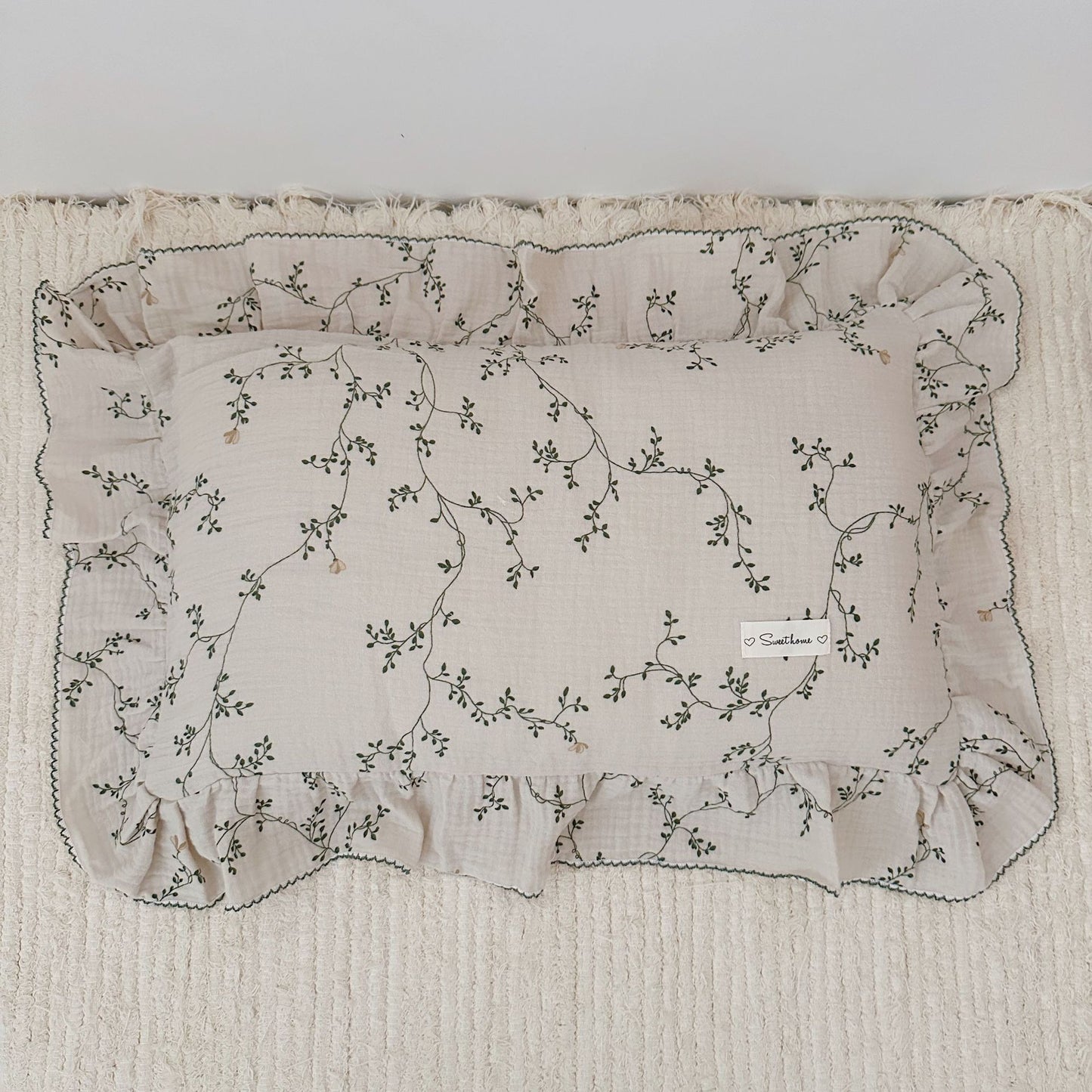Korean Floral Cotton Gauze Pillowcase - Soft Home Bedding