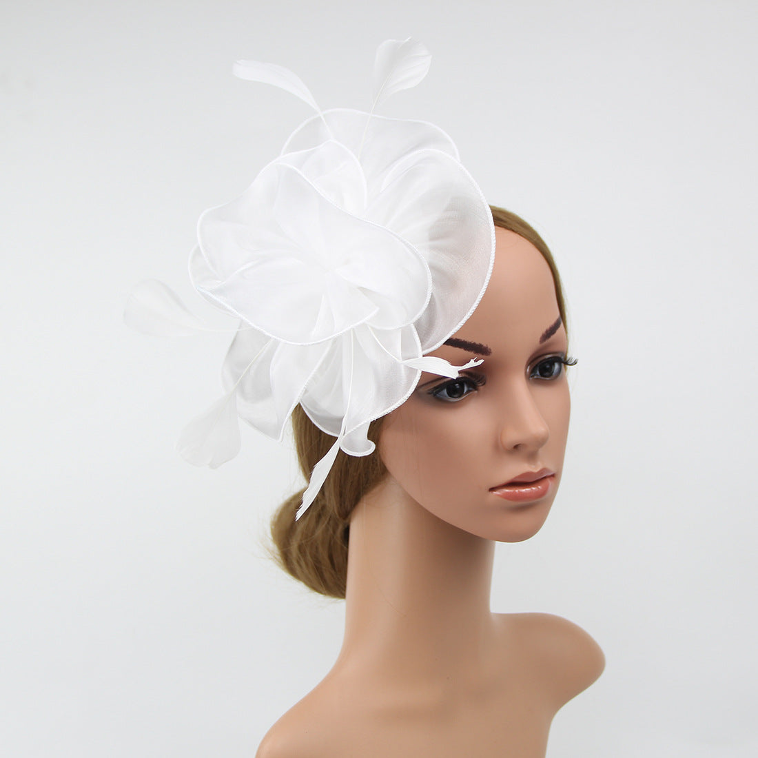 Organza Top Hat Headwear Feather Hair Band Unisex Costume Accessory