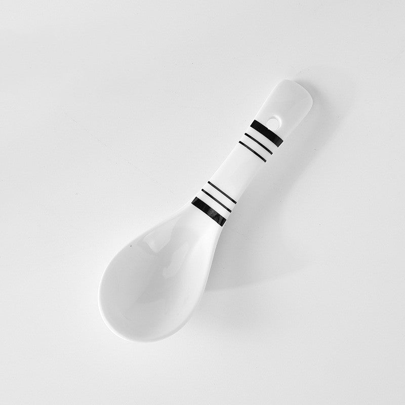 Ceramic Color Glaze Spoon Set Kitchen Utensils Home Decor