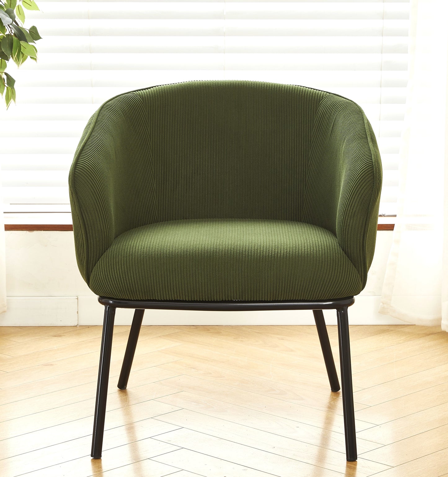 Modern Corduroy Accent Chair, Upholstered Armchair With Metal Legs,