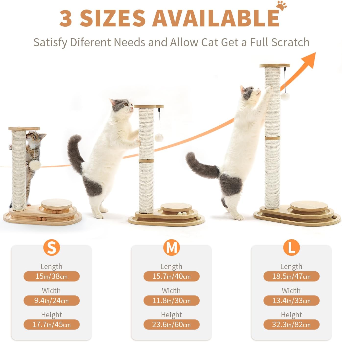 Medium Cat Scratching Post with Interactive Toys and Wooden Ball Lane - Indoor Pet Toy