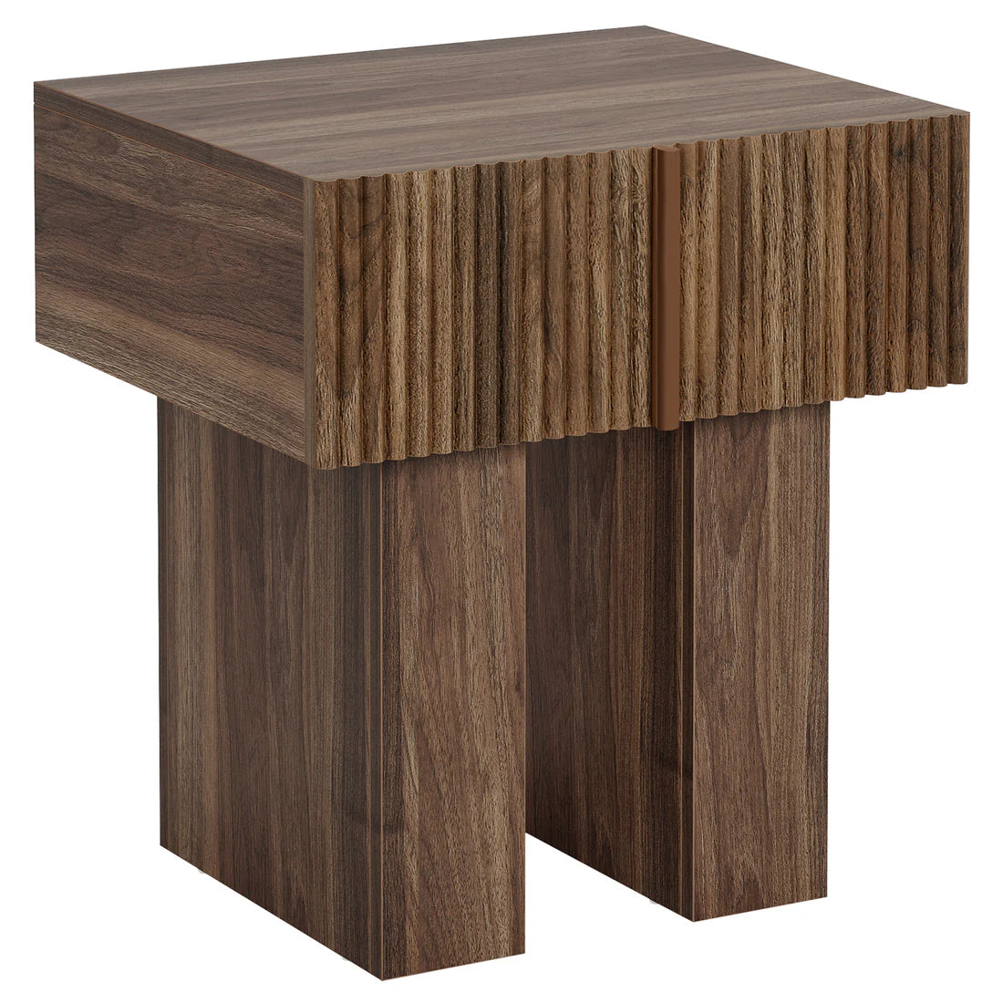 Rustic Brown Bedside Table - Stylish Nightstand with Storage
